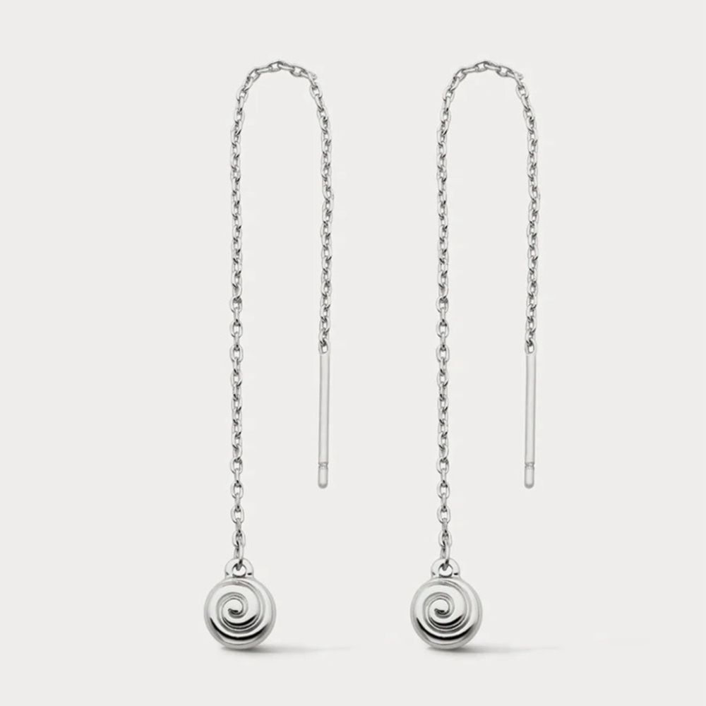 Luv AJ Seashell Threader Earrings NWT Silver